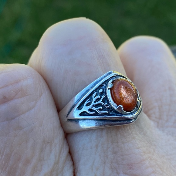 Celtic Tree Ring Sterling Silver Natural Sunstone - Picture 15 of 15